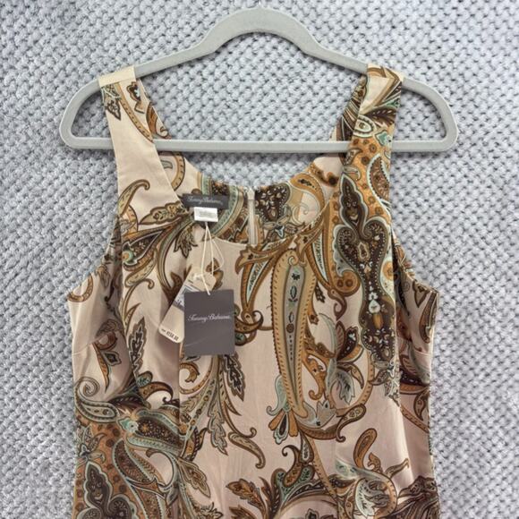 Tommy Bahama Dress Womens 12 Brown Zanzi Paisley Sheath Knee Lenght Scoop Neck - Picture 3 of 14